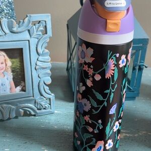 Floral Black Water Bottle
